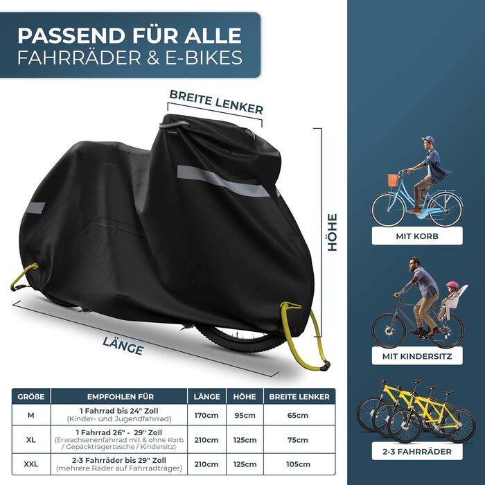 Водонепроникний чохол для велосипеда Xcelenze з відбивачами, міцний та з UV-захистом (XXL, для 2 велосипедів)