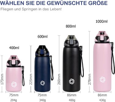 Термобутилька FJbottle з нержавіючої сталі 800 мл, герметична спортивна пляшка для води, школи та фітнесу, BPA-free, темно-синя