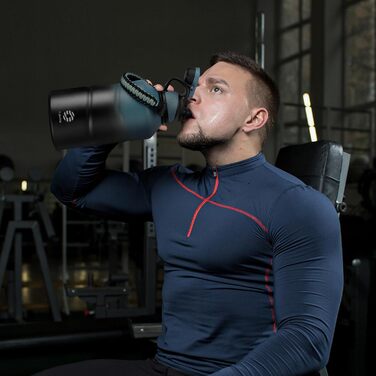 Фляга для води Fjbottle з нержавіючої сталі 1900 мл з магнітною кришкою, BPA Free, подвійні стінки, термо, без витоку, для спорту, універу, кемпінгу, подорожей, темно-синій колір