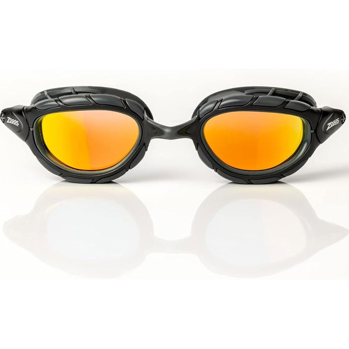 Окуляри для плавання Zoggs Predator Ultra-Fit: захист від UV, регульовані ремінці, антифог, дзеркальні лінзи (Сірий/Чорний/Помаранчевий)