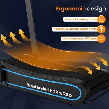 Бігова доріжка для дому HXD-ERGO складана, немоторизована, з LCD-дисплеєм та APP для тренувань, компактна для офісу