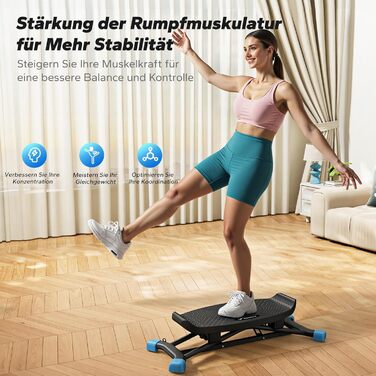 Балансборд MERACH для дорослих з дисплеєм, тренажер рівноваги з 2 еластичними стрічками, до 136 кг, для реабілітації та координації, домашній спортзал, для початківців (Чорний)