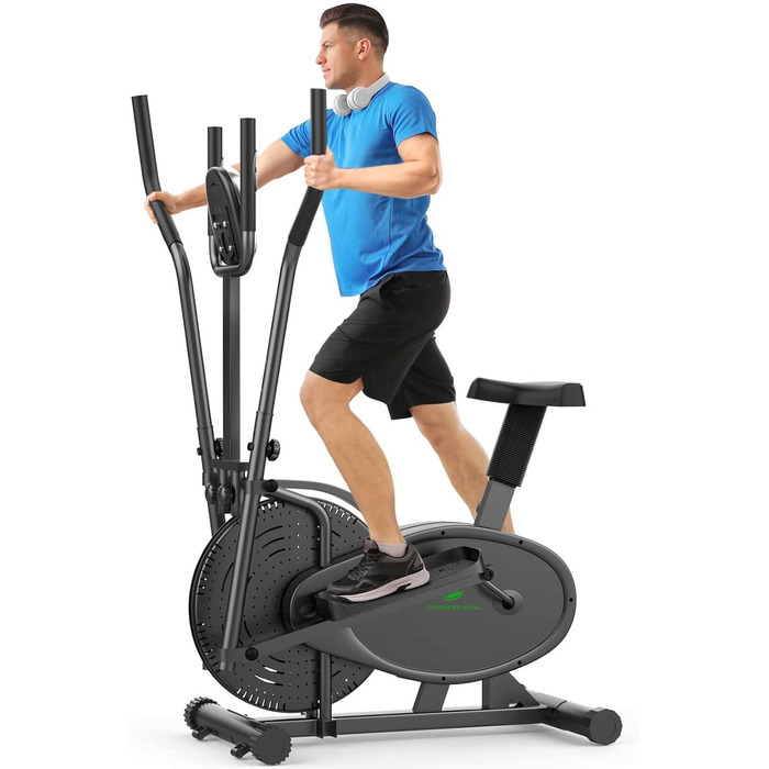 Еліптичний тренажер Neezee Crosstrainer Pro 2-в-1 з магнітним опором, сидінням та LCD-дисплеєм. До 120 кг, чорний