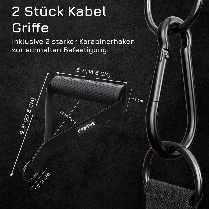 Кабель-тяга з ручками для фітнесу з карабінами - 2 ручки з TPR, стійкі до ковзання та поту, для силових тренажерів, фітнес-гумок та кросоверів - нейлонові стрічки з посиленою швом