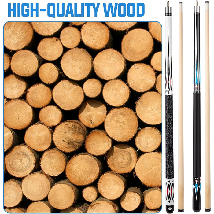 Більярдний кий Sinsilvie 58 дюймів (19/20 oz) з наконечником 13 мм, чорний/білий, для чоловіків та жінок