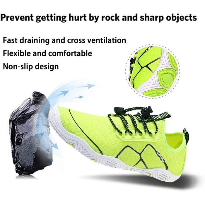 Водні черевики XIDISO для чоловіків та жінок, спортивні, сухі, для плавання, дайвінгу, серфінгу, йоги, пляжу, туризму. Колір: зелений