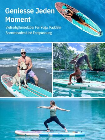 Надувне SUP-борд Niphean Stand Up Paddle Board з сидінням та аксесуарами, 320 см, для 2 осіб, 200 кг, StabilTrac-фін, Cool Mint Wood