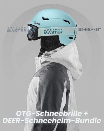 Шолом для лиж та сноуборду OutdoorMaster з OTG-маскою для дорослих, Matte Minze, розмір L (58-61 см)