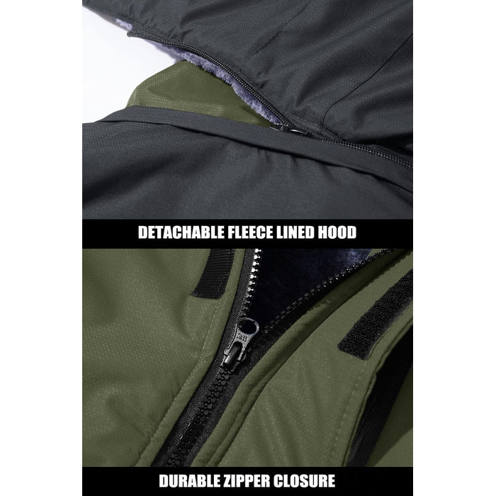 Зимова куртка MAGCOMSEN для чоловіків: тепла, водонепроникна, з капюшоном. Ідеальна для катання на сноуборді, активного відпочинку та роботи. Розмір XXL, колір хакі.