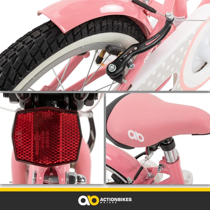 Дитячий велосипед Actionbikes Starlight 12/16/20 дюймів, V-Brake, для хлопчиків і дівчаток, з крилами, для дітей 2-9 років