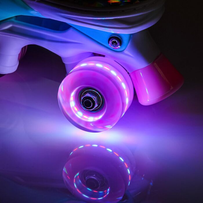 Дитячі ролики Kinder з LED підсвіткою та регульованим розміром – ретро ролики для підлітків – багатокольорові диско ролики Quad Skates - Roll ab! S 30-33 Lunar