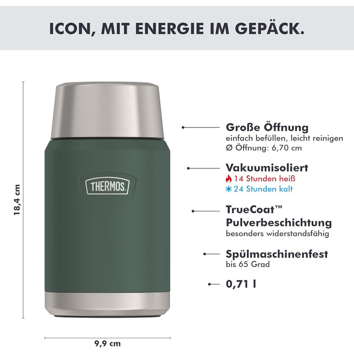 Термос для їжі Thermos ICON, 0.71 л, матовий лісовий (Forest Mat), збереження тепла до 14 годин