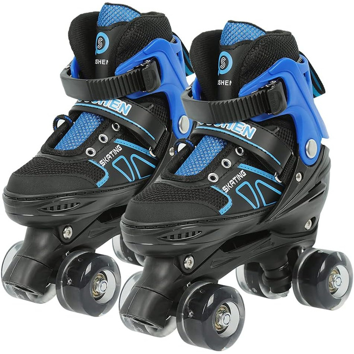 Інлайнери для дітей та дорослих: ролики для катання на роликах з великими колесами 76 мм, регульовані ролики для безпечного катання на вулиці, подарунок для дітей та підлітків, розмір M, червоно-чорний та синій