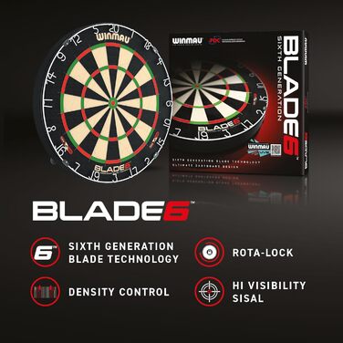 Дартс Winmau Blade 6 Professional: Класичний дротик з захисним кільцем та 2 комплекти дротиків