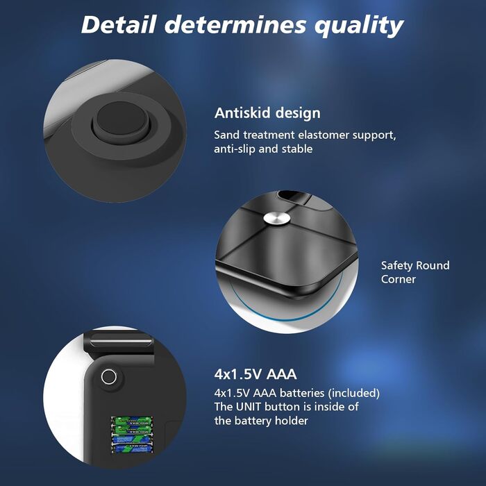 Вага для вимірювання жиру в тілі з датчиками, аналізатор складу тіла з великою ручкою-дисплеєм, вага з 8 високоточними сенсорами та APP, персональна вага з аналізом жиру для 32 показників (Чорний)