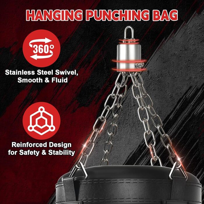 Боксерський мішок Qoosea для дорослих, 4 фути, 17oz, з рукавичками та підвісом, для кікбоксингу, карате, MMA, тренувань