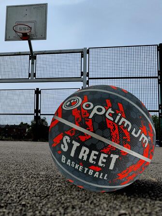 Баскетбольний м'яч OPTIMUM: зносостійкий, для гри в приміщенні та на вулиці, оптимальний контроль та точність (Розмір 7, ЧОРНИЙ/ОРАНЖЕВИЙ)