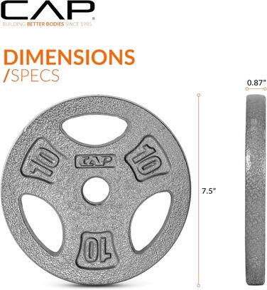 Диски для штанги CAP Barbell 2,5 см, 4,5 кг, набір 4 шт, сірі, зі зручним хватом