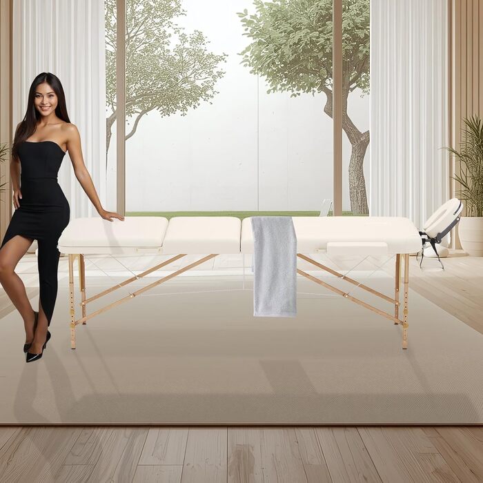 Масажний стіл Beltom® Mobile Massagetisch 195x70 см, складаний, 3 зони, косметологічний, з тасьмою - кремовий колір