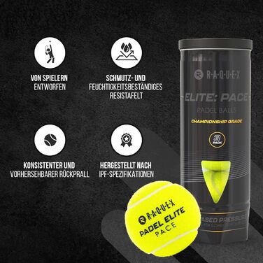 М'ячі для падел-тенісу Raquex Pace Pro – 6 шт. – 2 швидкості – стандартна швидкість