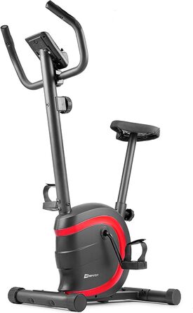 Велотренажер Hop-Sport HS-015H для дому, компактний, для літніх людей, з пульсометром і антиковзаючими педалями, червоний