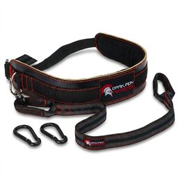 Лідерний пояс для віджимань Dark Iron Fitness з нейлоновою петлею для додаткових ваг (до 122 кг) - 100% шкіряний пояс для чоловіків та жінок, бодібілдингу - аксесуари для спортзалу