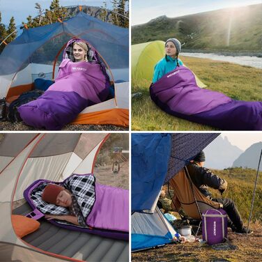 Спальний мішок WKFAMOUT Mumienschlafsack Outdoor -12°C-0°C, 500GSM, фліс, 3-4 сезони, для дорослих та дітей, для кемпінгу та подорожей