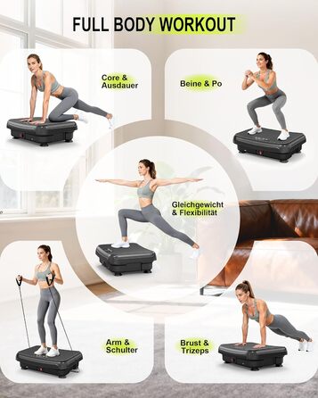 Віброплатформа HomeFitnessCode Mini для жінок - тренажер з різними рівнями інтенсивності, вібротренажер для дому, схуднення, нарощування м'язів, тренування всього тіла, чорний