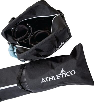 Набір Athletico: Чохол для лиж (до 200 см) і окрема сумка для черевиків (до 47 розміру), чорний, з ущільненням для захисту, для транспортування та зберігання лижного спорядження
