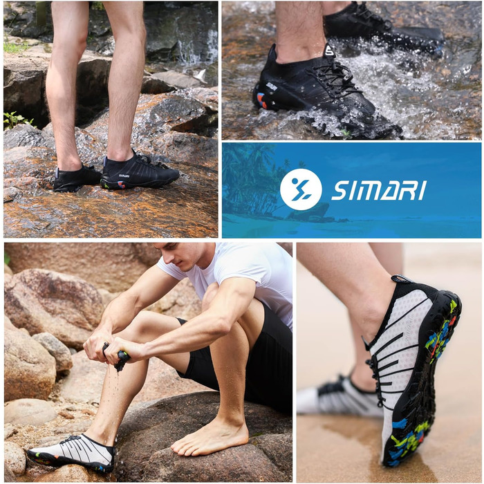 Водні черевики SIMARI WP001 для жінок та чоловіків, швидковисихаючі, для плавання, дайвінгу, серфінгу, йоги та відпочинку на природі. Розміри: 42 EU (216 Lila, 209 Gray Stripe)