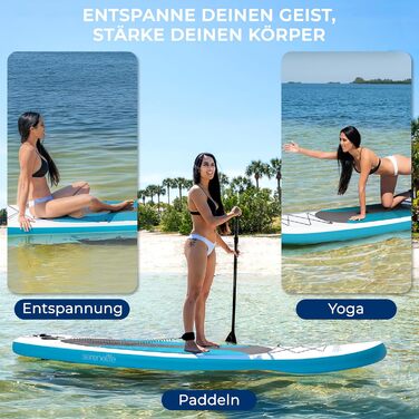 Надувний SUP СеренеЛайф для дорослих та дітей: комплект з веслом, насосом та сумкою. Touring SUP, рухлива дошка для плавання по морю, річці та озеру. Максимальне навантаження 155 кг, колір морської хвилі.