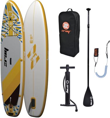 Надувна SUP-дошка Zray E11 Dropstitch, 335x81x13 см, жовта, з веслом, насосом і сумкою