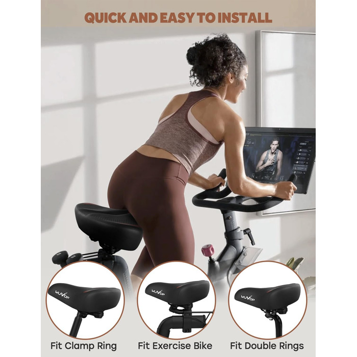 Велике велосипедне сидіння для Peloton Bike & Bike+ – комфортне замінне сидіння для чоловіків та жінок, широке велосипедне сідло, сумісне з аксесуарами Peloton, для тренувальних, електро- та круїзерних велосипедів (Червоний/Подорож, однотонний (Getaway So