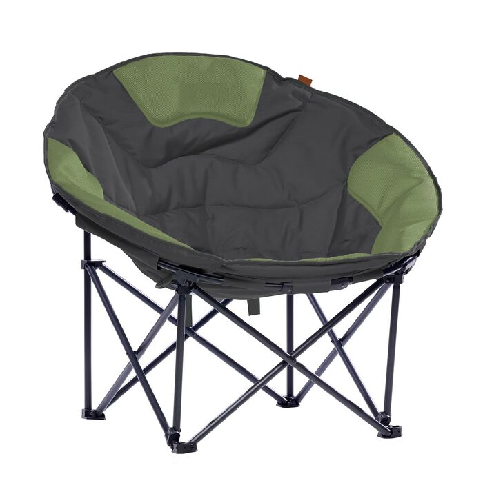 Крісло-місяць Skandika Moonchair XXL: великий розкладний кемпінговий стілець з підкладкою, сумкою для перенесення та антиковзаючими ніжками, до 150 кг, сіро-зелений