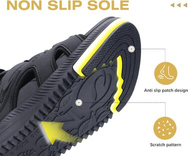 ONCAI Легкі сандалі для жінок, спортивні трекінгові сандалі з підтримкою стопи, ортопедичні для активного відпочинку, підходять при п'ятковому фасціїт, регульовані ремінці, розміри 36-43, чорний