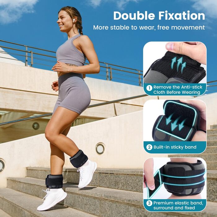 Ваги для щиколоток Sportneer для чоловіків та жінок, набір вагів для ніг, зручні та м'які, для танців, бігу та ходьби (1,8 кг, по 0,9 кг кожна), сірі