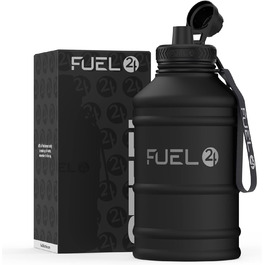 Fuel24 Потужна питна пляшка з нержавіючої сталі 1,3 л та 2,2 л — герметична, BPA-free, спортивна пляшка для води, міцна металова фляга для фітнесу та тренувань, чорна