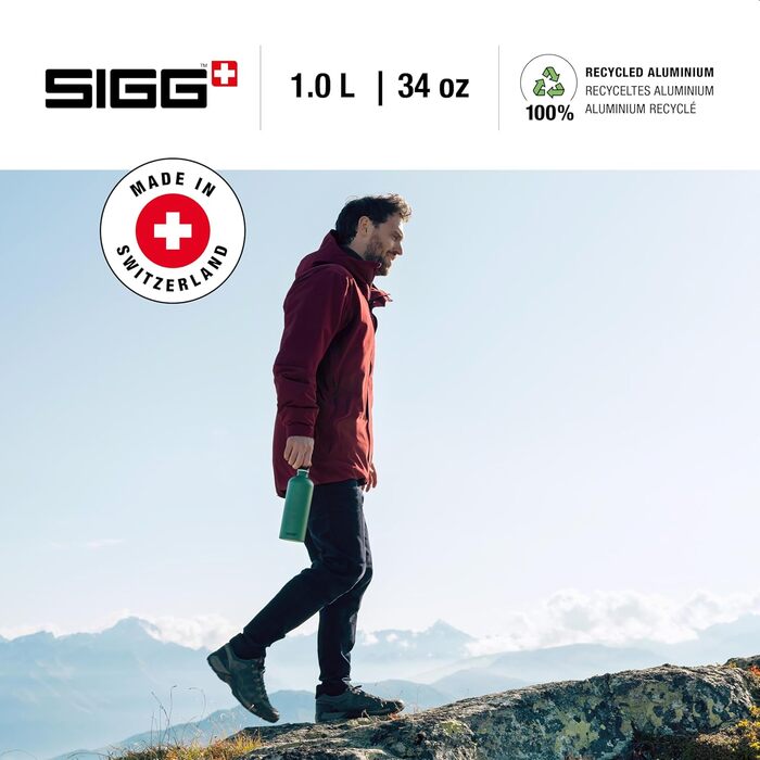 SIGG Алюмінієва пляшка для води Traveller, для газованих напоїв, герметична, легка, BPA-free, для туризму, 0.6/1/1.5 л, Швейцарія
