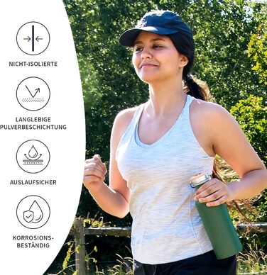 Водяна пляшка Bambaw з нержавіючої сталі 1л | Багаторазова еко-пляшка | Для кемпінгу та походів | Без пластику | Спортивна пляшка, не протікає (750 мл, м'ятний)