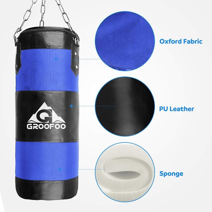 Boxsack GROOFOO для дітей та дорослих, 100x33 см, матеріал Oxford, для боксу, MMA, Муай Тай, без наповнювача
