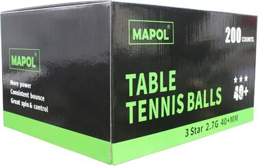 Набір настільних тенісних м'ячів MAPOL (200 шт), 3 зірки, для професійного тренування, білі