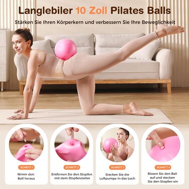 Набір для пілатесу 13 шт. для дому: кільце 13', м'яч 10' та еластичні стрічки. Комплект обладнання для пілатесу для жінок, початківців. Пілатес-стрічки та аксесуари (рожевий)