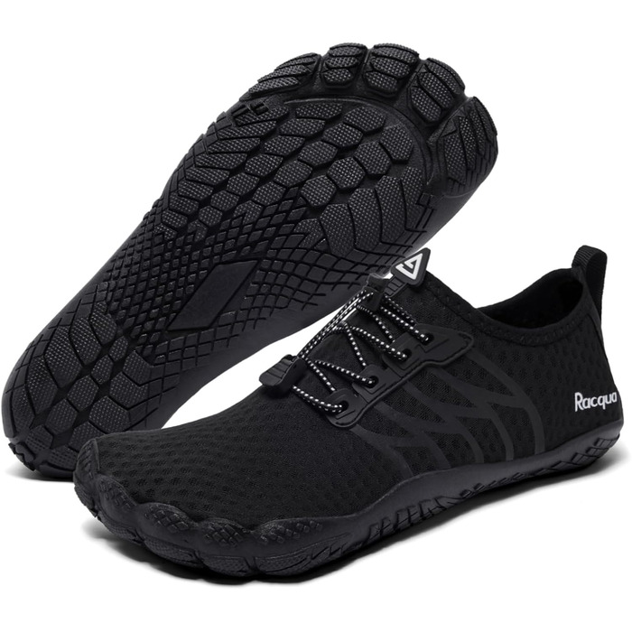 Водні черевики Raqua для жінок та чоловіків: дихаючі, швидковисихаючі, для плавання, басейну та пляжу. Розмір 39 EU, колір чорний. Модель Wz119