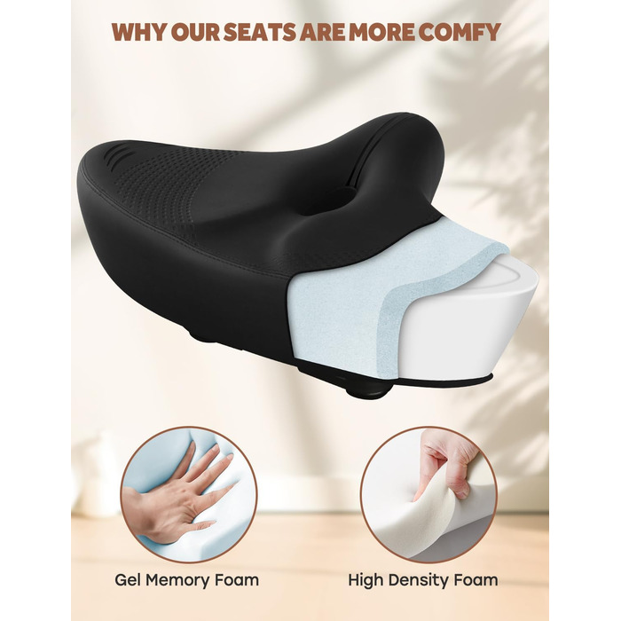 Надвелике велосипедне сидіння для Peloton Bike & Bike+ – комфортне замінне сидіння для чоловіків та жінок, широке велосипедне сідло, сумісне з аксесуарами Peloton, для тренувальних, електро- та круїзерних велосипедів (Чорний)