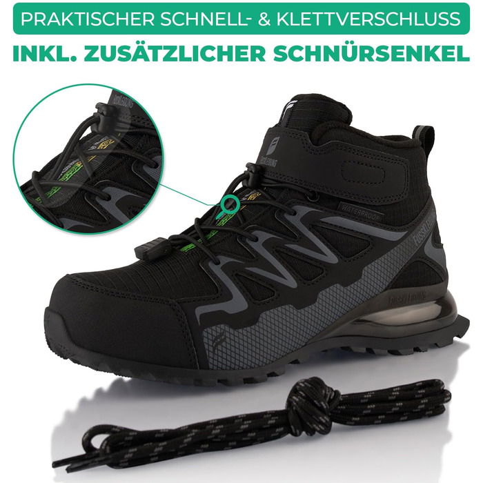 Зимові черевики для жінок та чоловіків, водонепроникні, з утеплювачем, для піших прогулянок, 39 EU, чорний/сірий