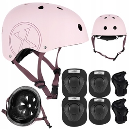 Дитячий велосипедний шолом з регулюванням + комплект захисту для скейту, розмір M