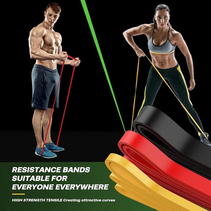 Набір еластичних стрічок для фітнесу Fokky, стрічки опору для силових тренувань, йоги та пілатесу, з дверним кріпленням та ручками