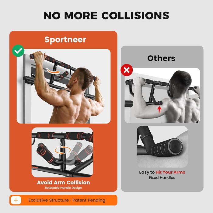 Турнік Sportneer для дверей: універсальний, з різними хватами