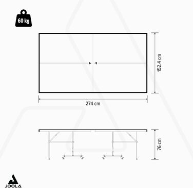 Стол для настільного тенісу JOOLA NOVA Outdoor – вологостійкий, розкладний, з регулюванням висоти та сіткою (200A)