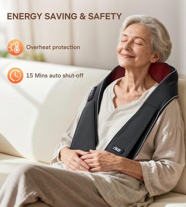Масажер для шиї з підігрівом Shiatsu: для спини, плечей, дому та офісу. Ідеальний подарунок для тата, чоловіка, жінки.